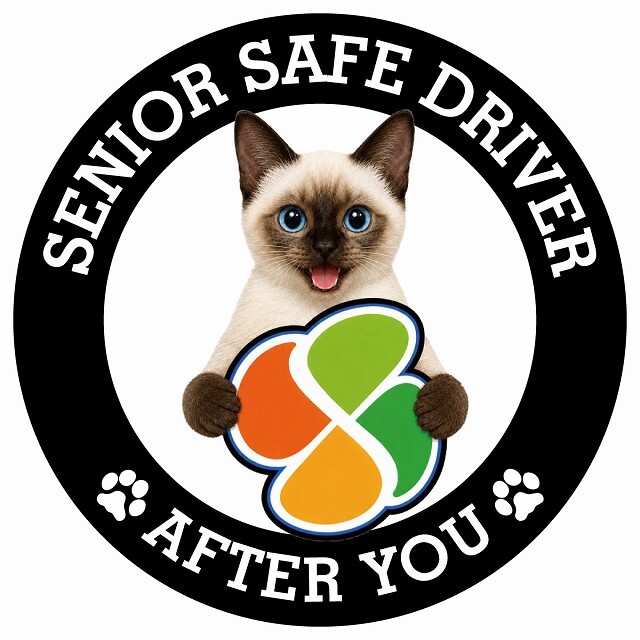 カーサイン 高齢者マーク SENIOR SAFE DRIVER スキフトイボブテイル ステッカー シール 直径13cm 肉球 日本製 車
