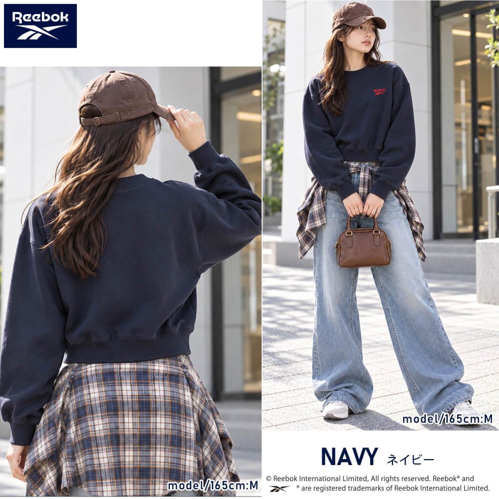 Reebok リーボック トレーナー レディース RL-6500 スウェット クロップド ショート丈 長袖 クルーネック 裏起毛 暖かい ロゴ 刺繍 防寒 スタイルアップ スポーツ カジュアル ファッション トレーニング 黒 M L LL 2026FW Karlas