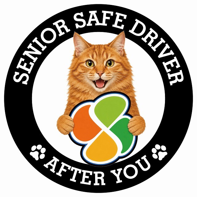 カーサイン 高齢者マーク SENIOR SAFE DRIVER アメリカンボブテイル ステッカー シール 直径13cm 肉球 日本製 車