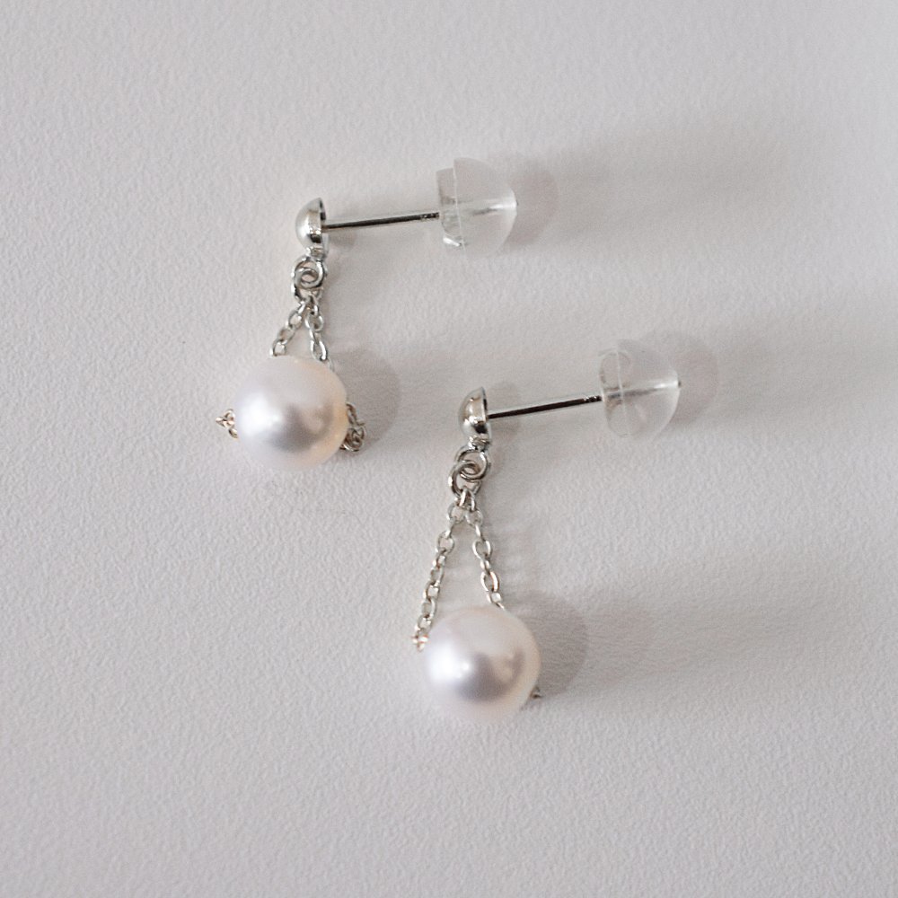 ［pearl454］5.5mm - 6mm 揺れる ピアス あこや真珠 天草 熊本 ペア 普段使い ピンク ホワイト K18 K14