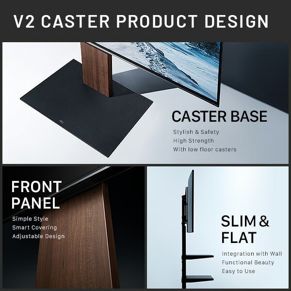 WALLインテリアテレビスタンド V2 CASTER ハイタイプ 32~60v対応 テレビ台 テレビスタンド TVスタンド キャスター付き フラットベース 自立型 背面収納 コード隠し モダン おしゃれ スタイリッシュ 白 黒 木目 ホワイト ブラック