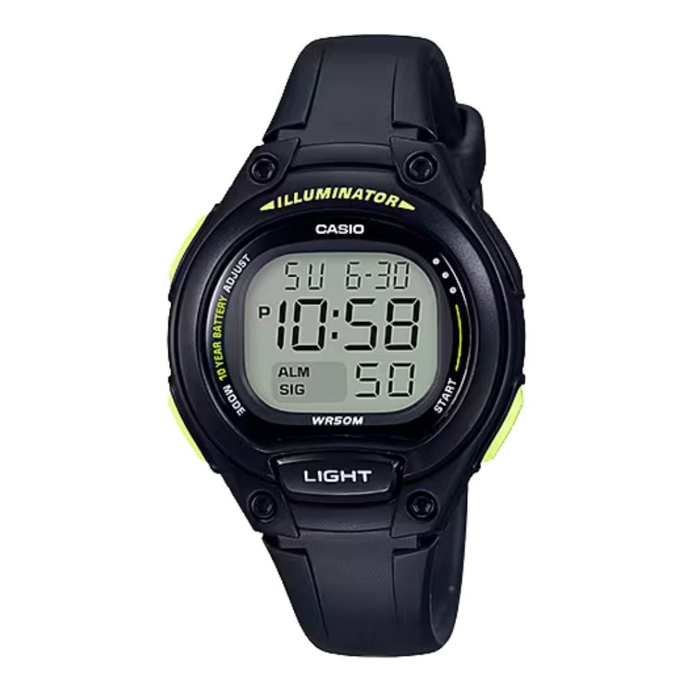 カシオ 腕時計 レディース キッズ 子供 ブラック 黒 デジタル 海外モデル 逆輸入 10年電池 50m防水 LEDライト 小さめ 軽量 学生 スポーツ 入学祝い 誕生日 プレゼント ギフト CASIO 収納ケース付き 成人 卒業 入学