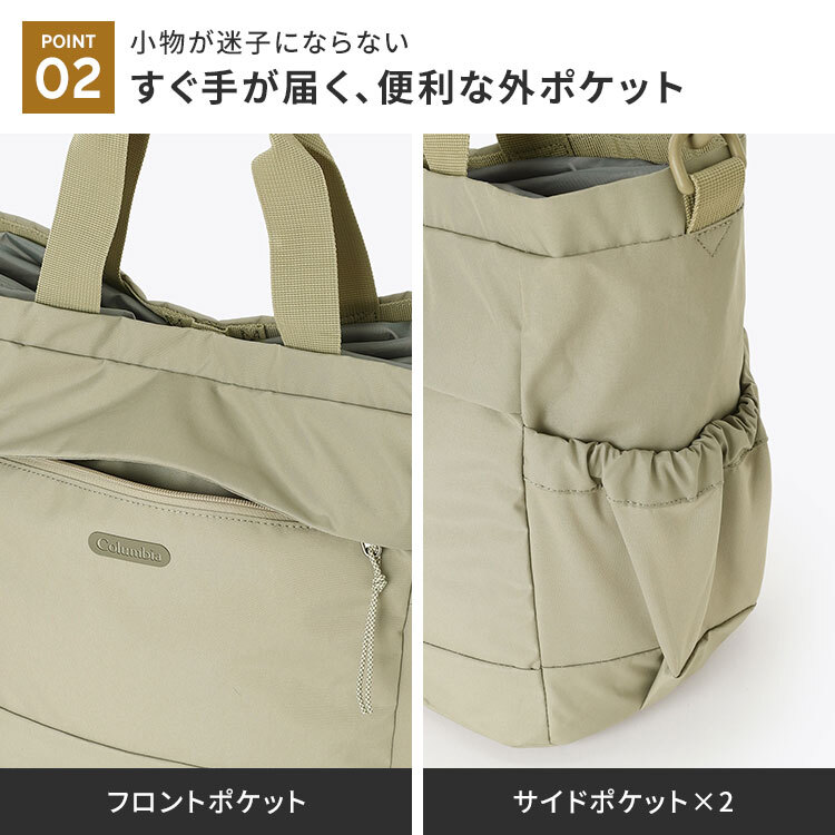 トートバッグ Columbia コロンビア レディース メンズ ママ サニーサイドパーク PU7269 マザーズバッグ 大容量 ショルダー 肩掛け 軽量 巾着バッグ マチ広め ボトルホルダー付き サイドポケット ペットボトル 大容量 撥水 ブラック 黒 ホワイト アイボリー 白 カーキ 買い物