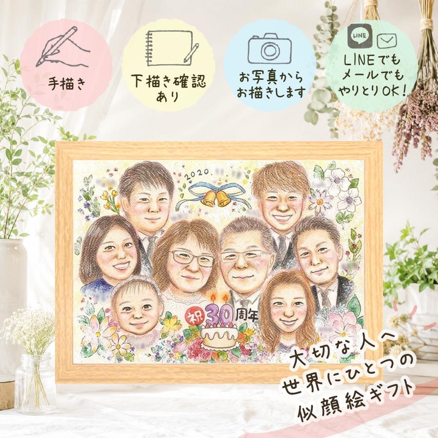 プレゼント 真珠婚 似顔絵 ギフト 手描き 贈り物 名入れ 真珠婚 結婚30周年 記念日 結婚記念日 大人数 両親 夫婦 家族 ご夫婦 お父さん 名入れ 修正無料 下書き確認 そっくり 宝物 喜ばれる 一生もの 思い出 感謝 記念 30周年 バレンタインデー 節目 感動 メモリアル 贈答品 米寿祝い 応援 オリジナル 大量注文 百寿祝い 喜寿祝い サプライズ