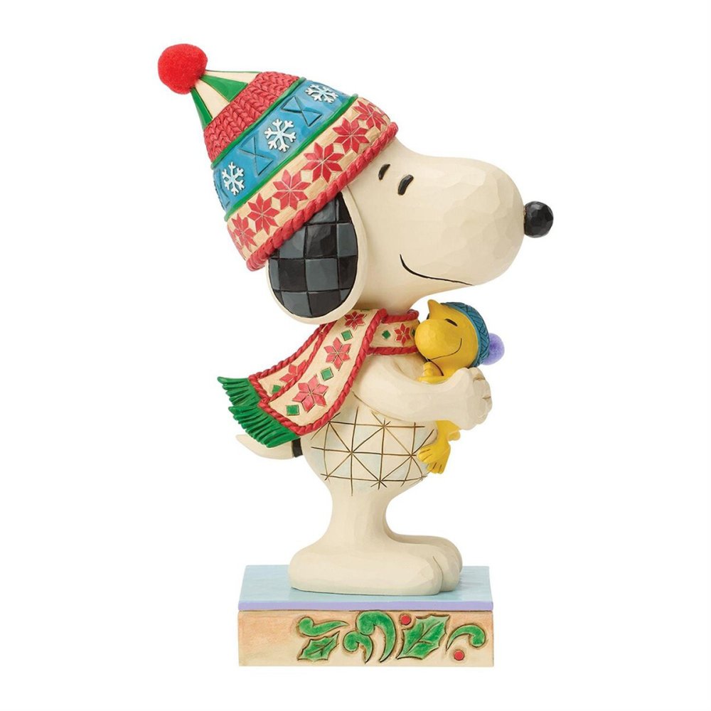 スヌーピー&ウッドストック ハグ 20.3cm クリスマス | ジムショア ピーナッツ グッズ フィギュア 人形 置物 彫刻 Jim Shore 正規輸入品