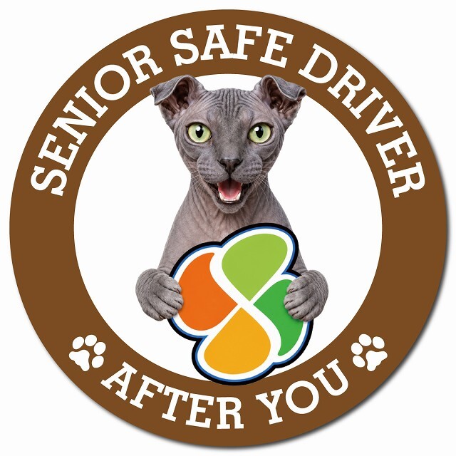 カーサイン 高齢者マーク SENIOR SAFE DRIVER ユークレニアンレフコイ マグネット 強力 直径13cm 肉球 日本製 車 ステッカー