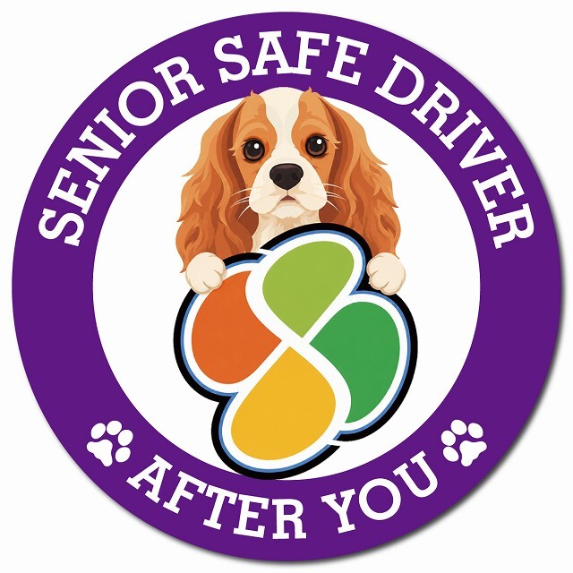 カーサイン 高齢者マーク SENIOR SAFE DRIVER イングリッシュコッカースパニエル マグネット 強力 直径13cm 肉球 日本製 車 ステッカー