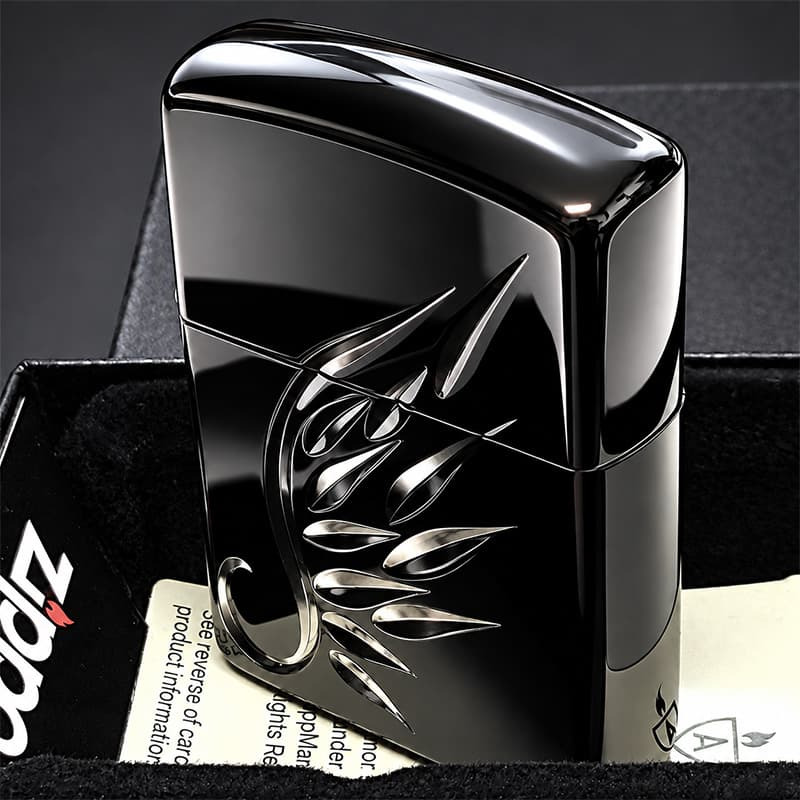 ZIPPO アーマー エーテル・プリューム ブラック ジッポ ライター 天使の羽 V刃彫刻 鏡面仕上げ かっこいい 黒 重厚 AETHER PLUME おしゃれ メンズ ギフト プレゼント