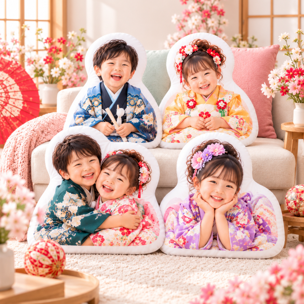 七五三 オリジナルクッション 写真入りクッション 七五三祝い 七五三記念 753 着物写真 和装 前撮り 兄弟姉妹 家族写真 子どもの成長記録 思い出ギフト 孫へのプレゼント 祖父母への贈り物 誕生日プレゼント 入学祝い 入園祝い 出産祝い 内祝い 記念日ギフト オーダーメイド 写真クッション インテリア雑貨 メモリアルグッズ 成長記念品 子ども写真 お祝いギフト 世界に一つだけの贈り物 ギフト用