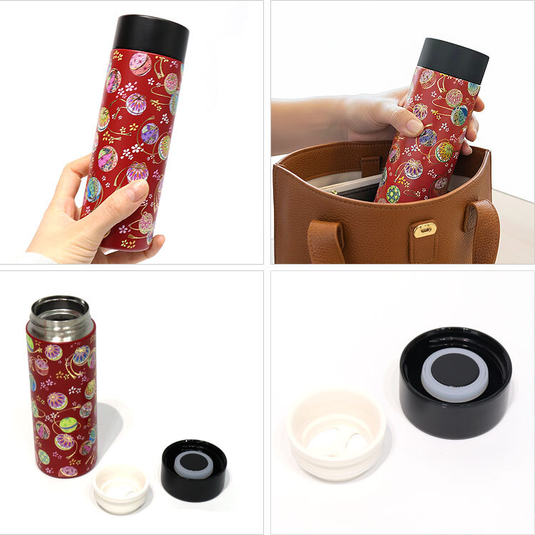 ステンレスボトル 300ml 和柄  水筒 ステンレスボトル 送料無料 保冷 保温 ボトル 花 手毬 鶴 鳳凰 日本 日本伝統 ギフト 持ち運び おしゃれ