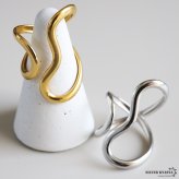 ステンレス 大ぶり ニュアンスリング ワイヤーリング 透かし 個性的 変形リング ゴールド 18K GP シルバー フリーサイズ レディース 女性 指輪 金属アレルギー対応