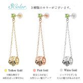 ハワイアンジュエリー ピアス 8月の誕生石 ペリドット 透かしバレル チェーン カラーストーン プルメリア ハイビスカス 揺れる 片耳(1個)購入可 K14イエロー ピンク ホワイト 選べる BY THE SEA バイザシー プレゼント ハロウィン 【品番：GE302-8】