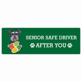 カーサイン 高齢者マーク SENIOR SAFE DRIVER ミニチュアシュナウザー ステッカー シール 長方形 15x5cm 肉球 日本製 車
