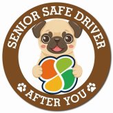 カーサイン 高齢者マーク SENIOR SAFE DRIVER パグ マグネット 強力 直径13cm 肉球 日本製 車 ステッカー