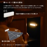 収納 人感センサーライト 室内 充電式 かげあかり05 ムサシ MUSASHI LED 電球色 USB Type-C 壁付け 石膏ボードピン マグネット脱着 物置 廊下 自動点灯 コードレス 日本製 30ルーメン 2色