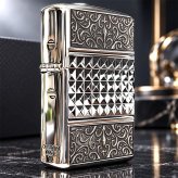 ZIPPO アーマー カスタムライン 中世模様 ジッポ ライター 3面加工 細密彫刻 アラベスク 銀 いぶし仕上げ シルバー かっこいい 重厚 高級 おしゃれ メンズ ギフト プレゼント