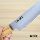 ステンレス切付ペティナイフ　125mm 銀三 梨地仕上げ オリーブ八角柄 日本製 徳蔵刃物 【TOKUZO KNIVES】 JAPAN Kitchen Knives 包丁 切れ味 家庭用 万能 錆に強い 両刃 プレゼント ギフト 贈り物 一生モノ