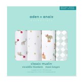 おくるみ スワドル 4枚セット 出産祝い aden+anais エイデンアンドアネイ エレファントサーカス コットンモスリン ダブルガーゼ 大判 約112cm 新生児 退院 内祝い 出産内祝い 男の子 女の子 ギフト 専用ボックス入り ガーゼケット ブランケット 授乳ケープ おむつ替えシート