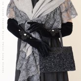 手袋 ロング レディース かわいい おしゃれ 暖かい 冬 防寒 あったか リボン レース ビジュー グローブ プレゼント【LALUICE ラルイス】