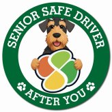 カーサイン 高齢者マーク SENIOR SAFE DRIVER エアデールテリア マグネット 強力 直径13cm 肉球 日本製 車 ステッカー
