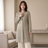 レザー コート レディース 花柄切り替え ノーカラーコート ラムレザー ロングコート ロング丈 春 アウター ノーカラー コート 春 秋 冬 比翼 本革 女性 羊革 ママコーデ ギフト プレゼント 7F (04000075r)