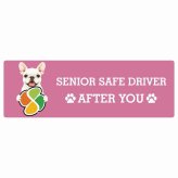 カーサイン 高齢者マーク SENIOR SAFE DRIVER フレンチブルドッグ ステッカー シール 長方形 15x5cm 肉球 日本製 車