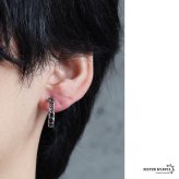 ステンレス 喜平チェーンピアス フープピアス 大きめ シルバー 燻し かっこいい 存在感 アンティーク プチプラ 両耳2点セット つけっぱなしok メンズ 男性 金属アレルギー対応 イヤリング
