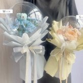 【new】 バルーンフラワー 【 ブーケタイプ / ブルー 】 名入れギフト 枯れないお花 造花の アートフラワー 花とぬいぐるみ メッセージ入り バルーン フラワーギフト 誕生日 記念日 出産祝い 結婚祝い 結婚式 電報 歓送迎 発表会 くま ぬいぐるみ テディベア 母 父 彼女 彼氏 プレゼント 記念品
