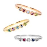 セミ オーダーメイド リング 指輪 誕生石 1.5mm 5石 Ties K10 K18 10K 18K 10金 18金 プラチナ 女性 レディース 誕生日 記念日 プレゼント ギフト 誕生日プレゼント ファミリーリング 刻印 名入れ 20代 30代 40代 妻 彼女 天然石 ダイヤモンド ミルグレイン ゴールド ピンクゴールド イエローゴールド 選べる アクセサリー アレルギー対応 金属アレルギー