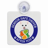 カーサイン 高齢者マーク SENIOR SAFE DRIVER 白 車内用 吸盤タイプ 収れん火災防止タイプ 肉球 日本製 車 ステッカー