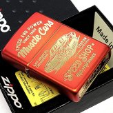 ZIPPO 車 クラシック ジッポ ライター マット加工 かっこいい レッド＆ ゴールド MUSCLE CAR アメリカン ビンテージ 彫刻 おしゃれ 艶消し 赤金 ギフト メンズ プレゼント