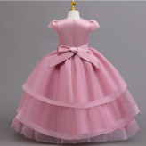 子供ドレス キッズ フォーマルドレス プリンセスドレス 女の子　子どもドレス　ロング丈　 発表会 結婚式 誕生日 七五三 110～160cm ピンク　ダークピンク　ホワイト　ワインレッド　リボン レース