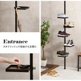 収納家具 ラック 突っ張り棒&パーツ 6点セット 角型 ウォール シューズ 高さ調節 おしゃれ スリム 壁面収納 オープン ウォールシェルフ 突っ張り 棚 北欧 シンプル モダン ディスプレイ 壁面