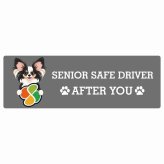 カーサイン 高齢者マーク SENIOR SAFE DRIVER パピヨン ステッカー シール 長方形 20x6.7cm 肉球 日本製 車