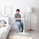 カフェテーブルセット 机 ダイニング デスク チューリップ 折り畳みクリアチェア 椅子 2点 円形 丸型 食卓 一人暮らし 白 リビング コンパクト ホワイト テレワーク 大人女子 韓国インテリア 北欧 おりたたみ 新生活