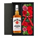 ジムビーム 700mlセット 酒 ギフト品 jim beam バーボン ウイスキー お酒 プレゼント ギフト ソープフラワー フラワーボックス 花 お花 定年退職 還暦祝い 退職祝い 男性 女性 お祝い 古希 喜寿 傘寿 米寿 卒寿 白寿 百寿