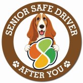 カーサイン 高齢者マーク SENIOR SAFE DRIVER バセットハウンド マグネット 強力 直径13cm 肉球 日本製 車 ステッカー