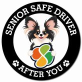 カーサイン 高齢者マーク SENIOR SAFE DRIVER パピヨン マグネット 強力 直径13cm 肉球 日本製 車 ステッカー
