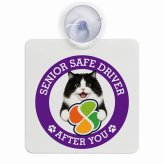 カーサイン 高齢者マーク SENIOR SAFE DRIVER キムリック 車内用 吸盤タイプ 収れん火災防止タイプ 肉球 日本製 車 ステッカー