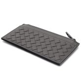 ボッテガヴェネタ BOTTEGA VENETA コインケース 小銭入れ カードケース フラグメントケース イントレチャート メンズ グレー 本革 レザー 薄型 ミニ財布 ファスナー 566430 V47W1 1428 カード5枚