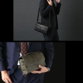 スモールクロコダイル ヌメ革 メンズ セカンドバッグ 2way ショルダーバッグ GranCroco センター取り 一枚革 かぶせ開閉 立ち上がりハンドル A5収納 ミニポケット 希少 本革 高級 レザー 鞄 保証書付 プレゼント ギフト 4FA (06002004-mens-1r)