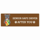 カーサイン 高齢者マーク SENIOR SAFE DRIVER スタッフォードシャーブルテリア ステッカー シール 長方形 15x5cm 肉球 日本製 車