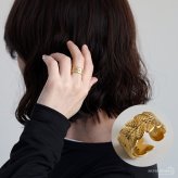 ステンレス ローレルリースリング 2カラー リーフリング 18KGP ゴールド gold シルバー ローリエ 王冠 オープンリング フリーサイズ レディース 女性 指輪 金属アレルギー対応