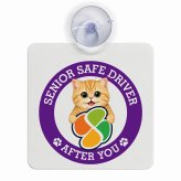 カーサイン 高齢者マーク SENIOR SAFE DRIVER マンチカン 車内用 吸盤タイプ 収れん火災防止タイプ 肉球 日本製 車 ステッカー