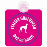 Itallan Greyhound イタリアングレーハウンド ピンク＆パープル 車 窓ガラス 吸盤タイプ DOG IN CAR かっこいい おしゃれ 犬 シルエット アメ雑風 カラフル ドッグインカー ドッグオンボード 安全対策 セーフティサイン デコ 外出 ドライブ カーサイン 吸盤