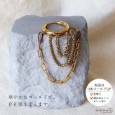 ステンレス 3連チェーンピアス 3カラー 18KGP レディース フープピアス ロングチェーン 揺れる 大ぶり 韓国ファッション モード カジュアル きれいめ 個性的 アクセサリー 耳飾り イヤージュエリー 存在感 華やか 片耳用 1点