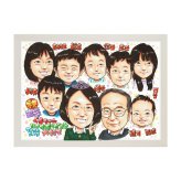 古希祝い プレゼント 70歳 家族みんなで 大人数 孫 手描き 手書き 似顔絵 名入れ 送料無料｜子供 両親 祖父母 誕生日 記念品 サプライズ オーダーメイド 世界に一つ 長寿祝い 紫 古稀 七十歳 ギフト