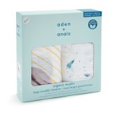 おくるみ スワドル 2枚セット 出産祝い aden+anais エイデンアンドアネイ スペース オーガニックコットン100% GOTS認証 コットンモスリン ダブルガーゼ 大判 約120cm 新生児 退院 内祝い 出産内祝い 男の子 女の子 ギフト 専用ボックス入り ガーゼケット ブランケット 双子