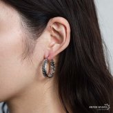 ステンレス 編み込みピアス 大ぶりピアス フープピアス ゴールド シルバー プチプラ 大きめ 存在感 メタル サークル リーフ 月桂冠 フィッシュボーン 両耳2点 レディース 女性 金属アレルギー対応 イヤリング