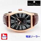 【送料無料】（お取り寄せ）腕時計メンズ 【Salvatore Marra】サルバトーレマーラ 電波ソーラー腕時計 ダイヤモンド配置 ローマインデックス 革ベルト SM26101-PGBK ブランド 人気 シンプル 高級感 エレガント ウォッチ カジュアル フォーマル 誕生日 [SM26101-PGBK]